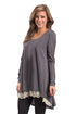 Sexy Charcoal Swingy Layered Long Sleeve Tunic